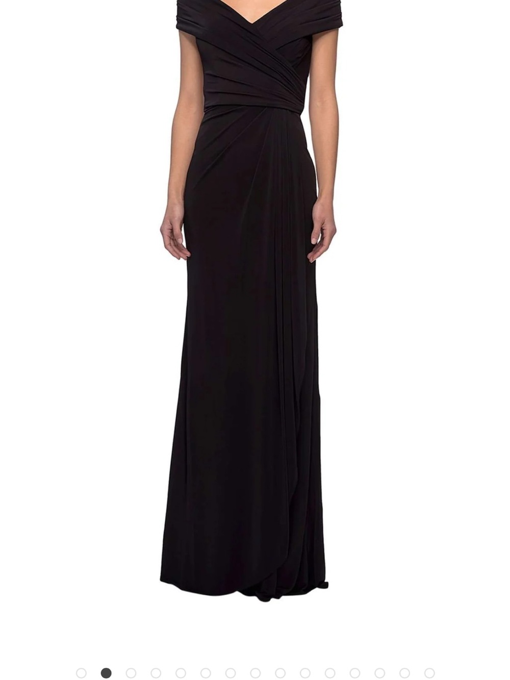 La Femme Black Off-Shoulder Maxi Gown